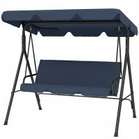 Outsunny Dondolo da Giardino per Esterni a 3 Posti con Tetto Regolabile e Telaio, in Acciaio, 172x118x153 cm, Blu Marino(m-6)