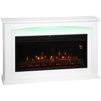 HOMCOM Chimenea Eléctrica 1000/2000 W Chimenea Decorativa Falsa Efecto Llama con 5 Niveles de Luminosidad Ajustables 121x25x77 cm Blanco