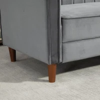 HOMCOM Velvet-Feel Three-Seater Sofa Bed with Wooden Legs, 300 kg - Dark Grey(m-12)