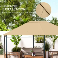 Outsunny Ersatzdach Pavillon Pavillon-Baldachin, wetterbeständig, 397 x 297 cm, Khaki(m-6)