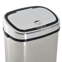 HomCom Cestino dei Rifiuti Rettangolare in Acciaio Inox con Sensore a Infrarossi, 68L(m-14)