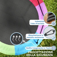 AIYAPLAY Altalena Nido per Bambini 3-8 Anni con Corde e Cinghie, in PE e Tessuto Oxford, 100x100x180 cm, Multicolore(m-4)