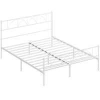 HOMCOM Structure de lit 160x200 cm avec tête de lit Support à lattes en acier Rangement sous le lit(m-7)