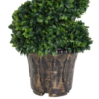 Outsunny Set 2 Plantas Artificiales de Boj en Espiral para Interior y Exterior con Maceta, Ø32x120 cm, Verde(m-4)