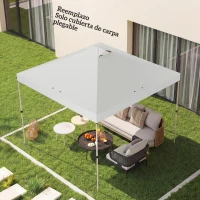 Outsunny Telo di Ricambio per Pergola 3x3 m, Telo di Ricambio per Gazebo Pieghevole, in Tessuto Oxford 210D, Protezione UV50+, Bianco(m-4)