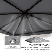 Outsunny Ersatzdach für Pavillon 3 x 3 m wasserdicht Pavillondach mit Doppeldach Ablauflöcher Hellgrau(m-4)