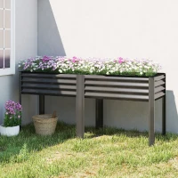 Outsunny Orto rialzato in metallo con traverse rinforzate e tessuto non tessuto, 241 L, Grigio scuro(m-5)