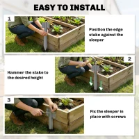 Outsunny set van 20 bielbeugels voor spoorbielzen, 41 cm zware verzinkte stalen palen met schroeven en handschoenen(m-5)