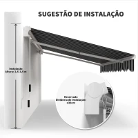 Outsunny Toldo Manual Retrátil 395x245 cm Ângulo Ajustável Braço Articulado Anti-UV e Impermeável Montagem na Parede Azul e Branco(m-7)