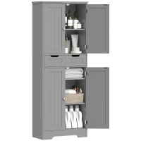 HOMCOM Mobilier de baie cu sertar, dulap cu uși, raft reglabil, 60 x 30 x 160 cm, gri(m-8)