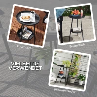 Outsunny Beistelltisch Garten Zweistufig Gartentisch mit erhöhten Kanten runder Balkontisch Ø32 x 51H cm(m-6)