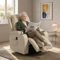 HOMCOM Poltrona de Massagem Reclinável c/ Aquecimento e 8 Pontos de Massagem 82x99x103 cm para Relaxamento Creme(m-2)