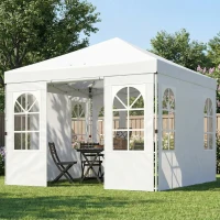 Outsunny Gazebo pieghevole 3x3 m con 4 lati rimovibili e borsa, Bianco(m-2)