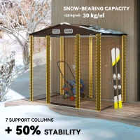 Outsunny 4 x 6ft Galvanised Steel Garden Shed, with Lock and Gloves - Oak(m-5)