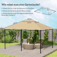 Outsunny Ersatzdach Pavillon Pavillon-Baldachin, wetterbeständig, 397 x 297 cm, Khaki(m-3)