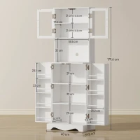 HOMCOM Buffet alto con 4 porte e portaspezie, 60x39,5x179,6 cm, Bianco(m-3)