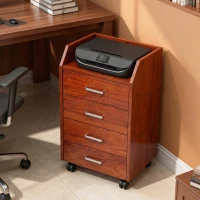 Vinsetto Cassettiera da ufficio con 4 cassetti e ruote, 40x36x65 cm, Marrone(m-4)