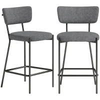 HOMCOM Set 2 sgabelli bar imbottiti con schienale sagomato, Grigio(m-7)
