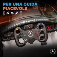 AIYAPLAY Auto Elettrica Bambini 3-8 Anni Mercedes-AMG 12V con Telecomando, Luci LED, Rotelle di Trasporto, Bianco(m-8)
