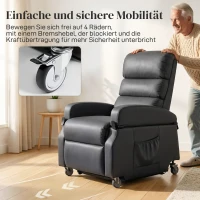 HOMCOM Fernsehsessel mit Aufstehhilfe Elektrischer Relaxsessel mit Fernbedienung, Fußstütze, Liegefunktion, Dunkelgrau(m-8)