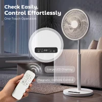 HOMCOM Ventilator pe picior, diametru 39 cm, 12 viteze, 4 moduri, temporizator 9H, oscilație 120°, înălțime reglabilă, alb(m-4)