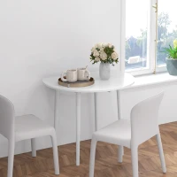 HOMCOM Mesa de comedor plegable 2 abatibles, mesa redonda extensible para 4 personas, patas de madera Ø 89 x 73,5 cm, blanco(m-6)