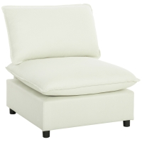 HOMCOM Wohnsessel, moderner 1‑Sitzer ohne Armlehnen mit breiter Sitzfläche, dicken Kissen, 146x85x78cm, Creme