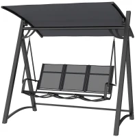 Outsunny Baloiço de Jardim de 3 Lugares com Teto Ajustável UPF50+ Assento Transpirável e Estrutura em Metal 188x130x183 cm Cinza(m-11)