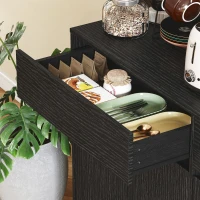 HOMCOM Buffet-armoire de cuisine avec plan de travail, 6 portes, armoire haute de rangement avec étagères, Noir(m-5)