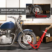 HomCom Cavalletto Supporto per Moto Posteriore Con Doppio Tipo di Accessori in Acciaio, Rosso(m-4)