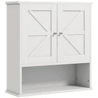 kleankin Armadietto da Bagno da Parete, Mobile da Bagno Appendiabile Rustico con Scomparto Ripiano Regolabile e 2 Ante, Bianco(m-6)