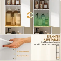 HOMCOM Columna de Baño Estrecha con Estantes Ajustables Cajón Compartimento Abierto 31,5x29,7x171,5 cm Blanco(m-6)