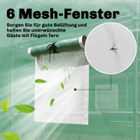 Outsunny Serre env. 2,7 x 2 x 2 m Serre tunnel avec étagères Porte zippée enroulable 6 fenêtres en filet Arceaux de soutien(m-4)
