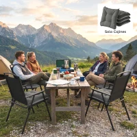 Outsunny Lot de 4 coussins pour chaises de jardin avec lanières et base antidérapante déperlante 39,5x39,5x10 cm Gris foncé(m-4)