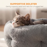 PawHut Cat Bed, Reversible Dog Pet Bed for Indoor Cats and Small Dogs, Round Bed with Supportive Bolster, Dark Grey(m-5)