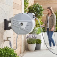 Outsunny Avvolgitubo retrattile automatico 40+2 m girevole 180°, Grigio(m-6)