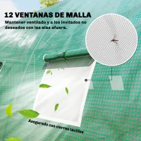 Outsunny Invernadero de Túnel con 2 Varillas de Soporte 2 Puertas Enrollables y Ventanas de Malla Cubierta de PE Anti-UV Verde(m-8)