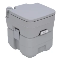 Outsunny WC portatile da campeggio con coperchio e 2 serbatoi rimovibili, 35,5x41x42,5 cm, Grigio(m-7)