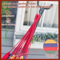 Outsunny Cama Rede com Suporte de Aço Portátil com Altura Ajustável em 6 Níveis com Bolsa de Transporte para Jardim Sala de Estar Carga Máxima 150kg 200x150cm Multicor(m-5)