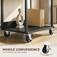 HOMCOM Suport pentru Imprimantă cu 3 Niveluri, Tavă Industrială Metalică pentru Birou, Negru(m-5)