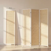 HOMCOM Paravento divisorio pieghevole in legno a 3 pannelli, 135x180 cm, Bianco(m-3)