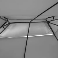 Outsunny Gazebo 4x3 m con 6 Tende e Tetto a 2 Livelli, in Acciaio e Poliestere, Grigio Scuro(m-8)