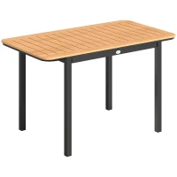 Outsunny Mesa de Jardim para 6 Pessoas, 127 x 70 cm, Mesa de Exterior com Tampo em Ripas de Madeira Plástica, Estrutura em Metal(m-1)
