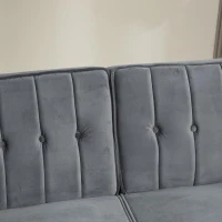 HOMCOM Velvet-Feel Three-Seater Sofa Bed with Wooden Legs, 300 kg - Dark Grey(m-11)