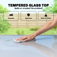 Outsunny Extending Garden Table for 6-10, Aluminium Outdoor Dining Table with Tempered Glass Top, Grey(m-6)