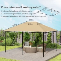 Outsunny Tetto di Ricambio per Gazebo 4x3 m Anti UV in Poliestere con Presa d'Aria, Khaki(m-3)