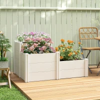 Outsunny Pat de grădină înalt 3 niveluri, stivabil, cu fund deschis, jardiniere modulare montaj DIY din plastic(m-2)