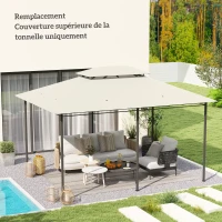 Outsunny Telo di ricambio gazebo 4x3 m con doppio tetto, 180 g/m², Crema(m-2)