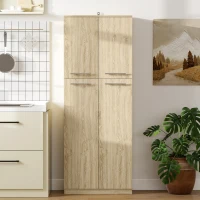 Homcom Mueble Contenedor Minimalista con 2 Armarios y Estantes Regulables, en Madera, 59X31X155 cm, Roble(m-5)