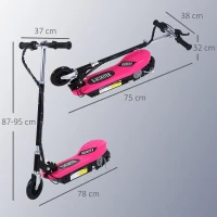 HomCom Monopattino Scooter Elettrico per Bambini 120W Pieghevole Struttura in Metallo, Rosa(m-3)